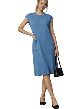 Maeve Anthropologie Muscle Column Knit MIDI Dress Patch Pockets Size Large